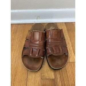 Men’s 42 9 Brown Leather Fisherman Sandals Brown Slip On Slides